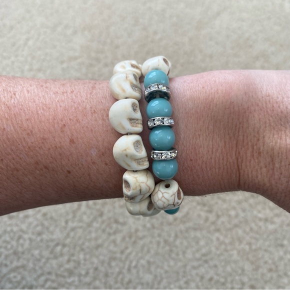 Women’s Set of Two Skeleton Elastic Bracelets - Picture 1 of 3